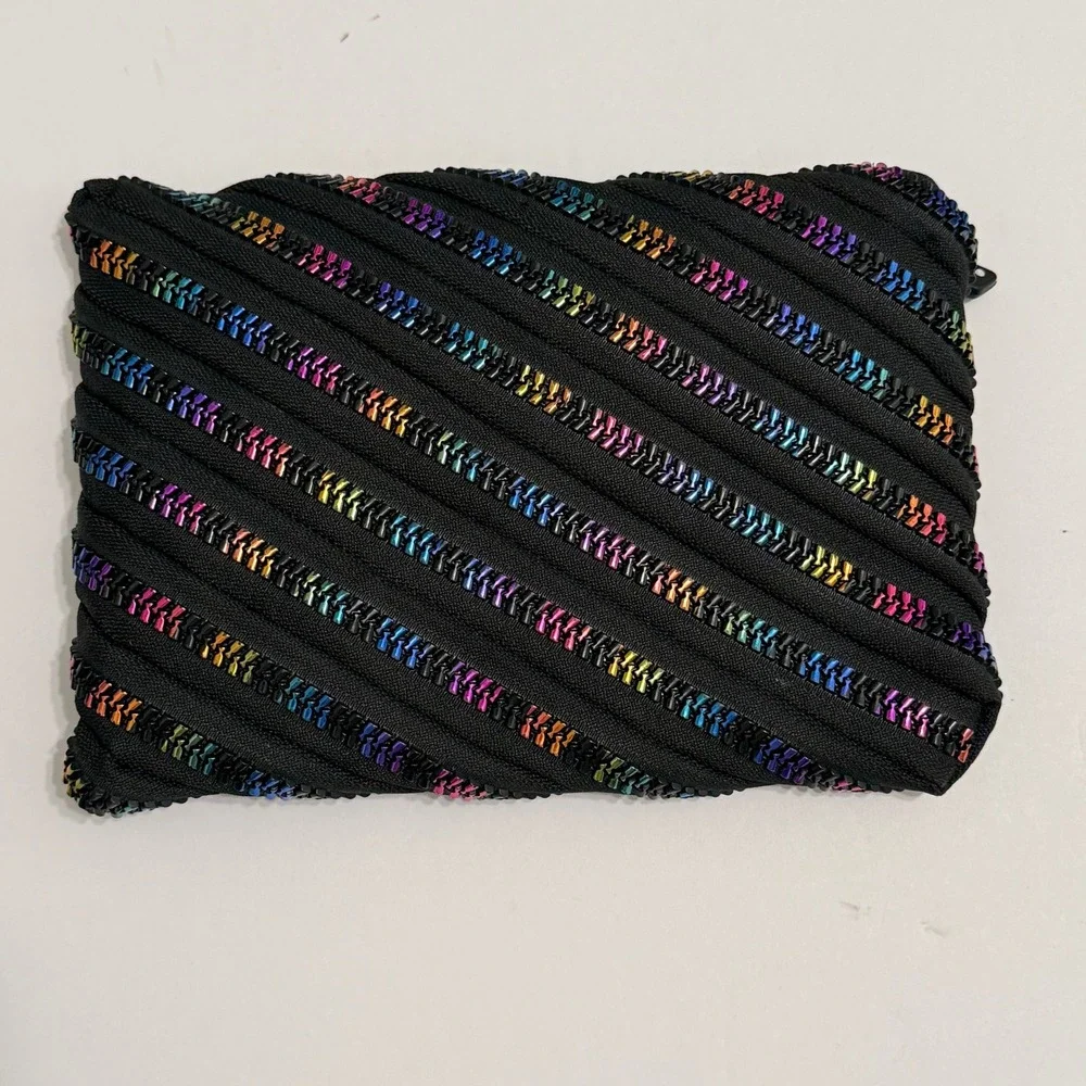 Zipit Unisex Monster Pouch Rainbow Metallic Zipper Eyes OS Black Polyester